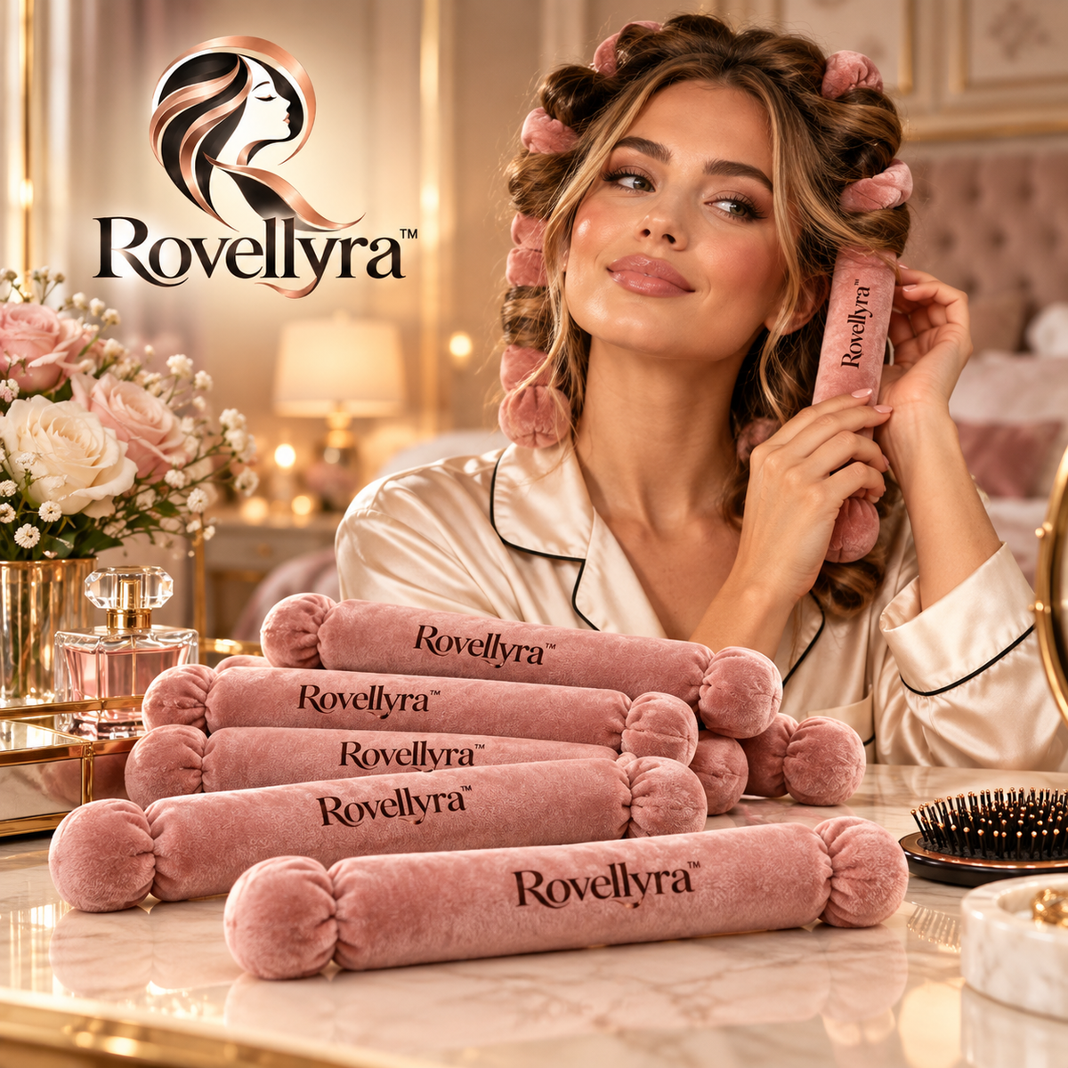 Rovellyra™ DreamWave Heatless Curling Ribbon – Soft Overnight Hair Curler Set for Natural Waves, Loose Curls & No-Heat Styling