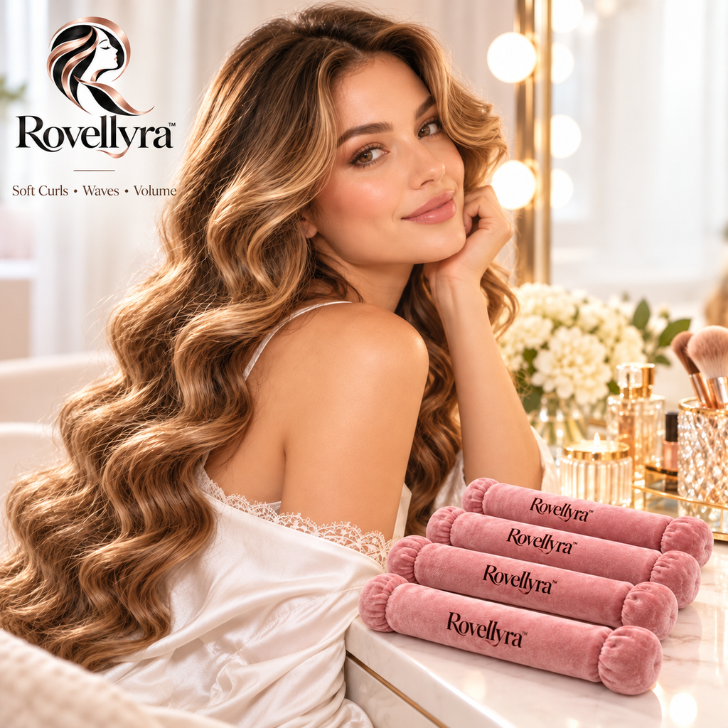 Rovellyra™ DreamWave Heatless Curling Ribbon – Soft Overnight Hair Curler Set for Natural Waves, Loose Curls & No-Heat Styling