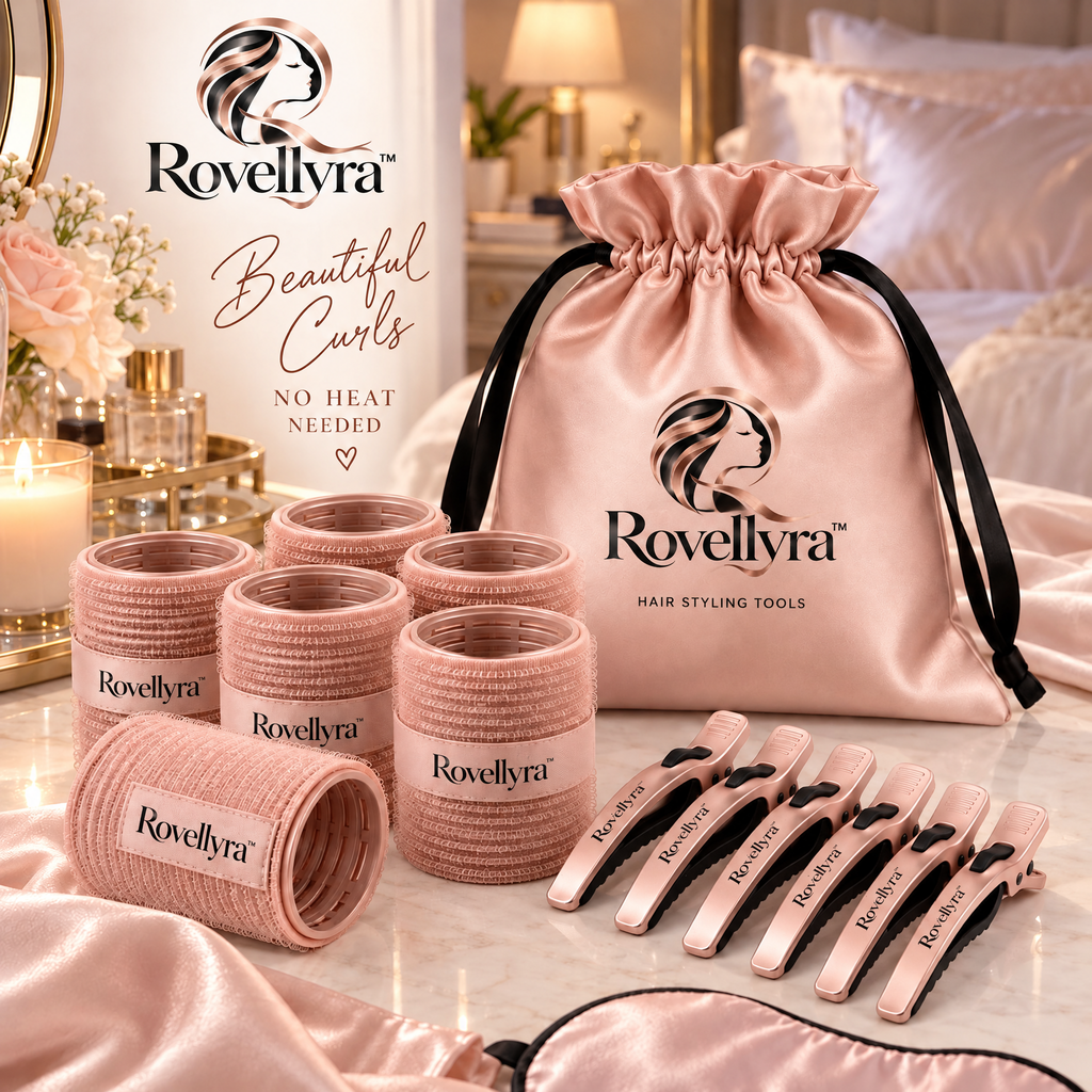 Rovellyra™ LiftRoll Self-Grip Hair Rollers – Lightweight Volume & Styling Rollers for Root Lift, Soft Curls, Bangs & Blowout-Inspired Shape