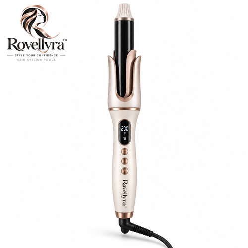 Rovellyra™ AutoTwist Automatic Hair Curler – One-Touch Rotating Curling Styler with Adjustable Heat, Curl Direction & Timing Control