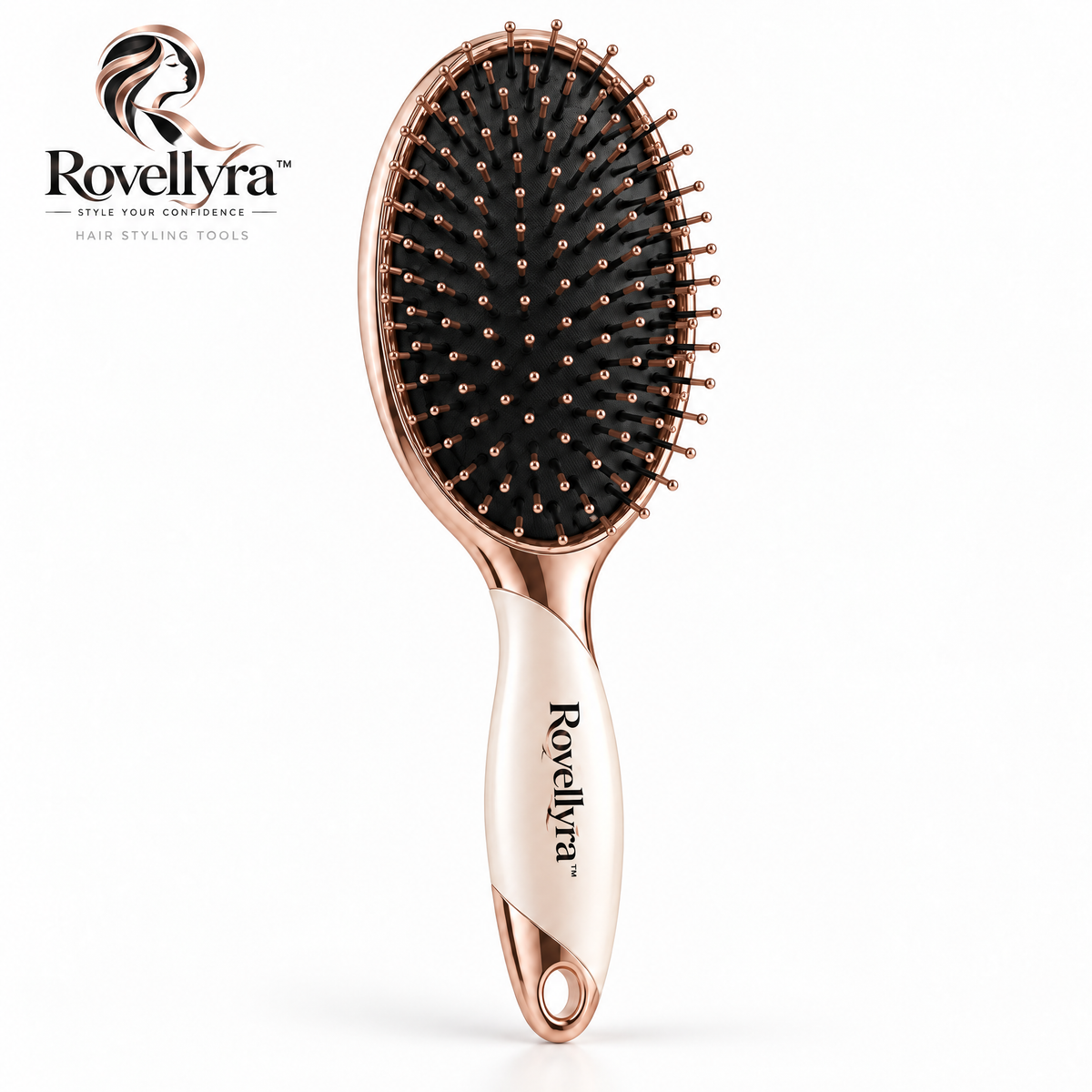 Rovellyra™ AirFlex Cushion Hair Brush – Soft-Pad Detangling & Scalp Massage Brush for Everyday Smoothing, Styling & Gentle Hair Care