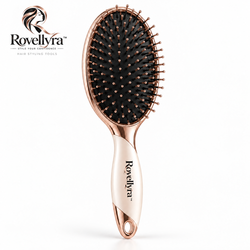 Rovellyra™ AirFlex Cushion Hair Brush – Soft-Pad Detangling & Scalp Massage Brush for Everyday Smoothing, Styling & Gentle Hair Care