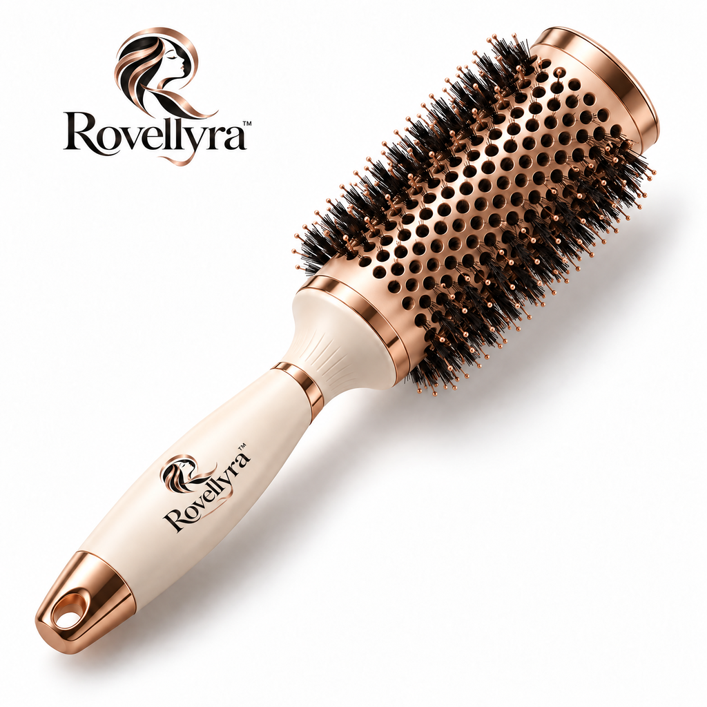 Rovellyra™ VolumeArc Round Styling Brush – Vented Blow-Dry Hair Brush for Root Lift, Smooth Volume, Soft Curls & Rounded Ends