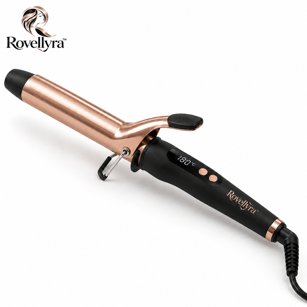 Rovellyra™ VelvetWave Ceramic Curling Iron – Adjustable-Temperature Hair Curler for Soft Waves, Defined Curls & Polished Everyday Styling