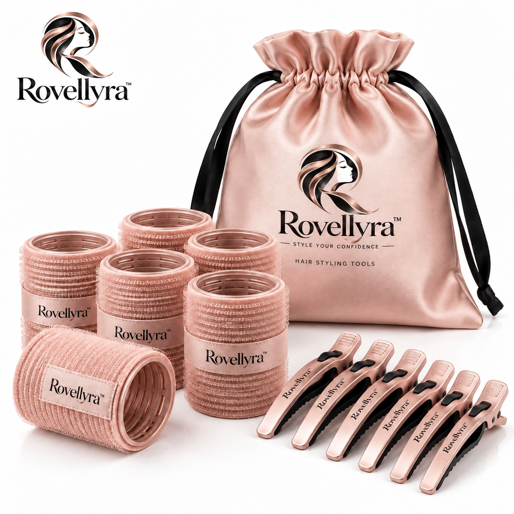 Rovellyra™ LiftRoll Self-Grip Hair Rollers – Lightweight Volume & Styling Rollers for Root Lift, Soft Curls, Bangs & Blowout-Inspired Shape