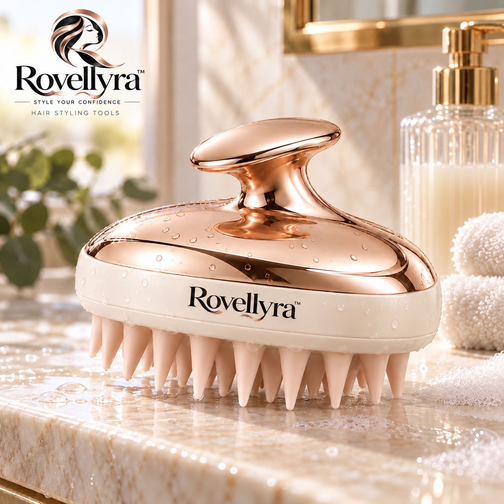 Rovellyra™ RootReset Scalp Cleansing Tool – Dual-Texture Silicone Scalp Scrubber for Buildup Removal, Root Cleaning & Wash-Day Care