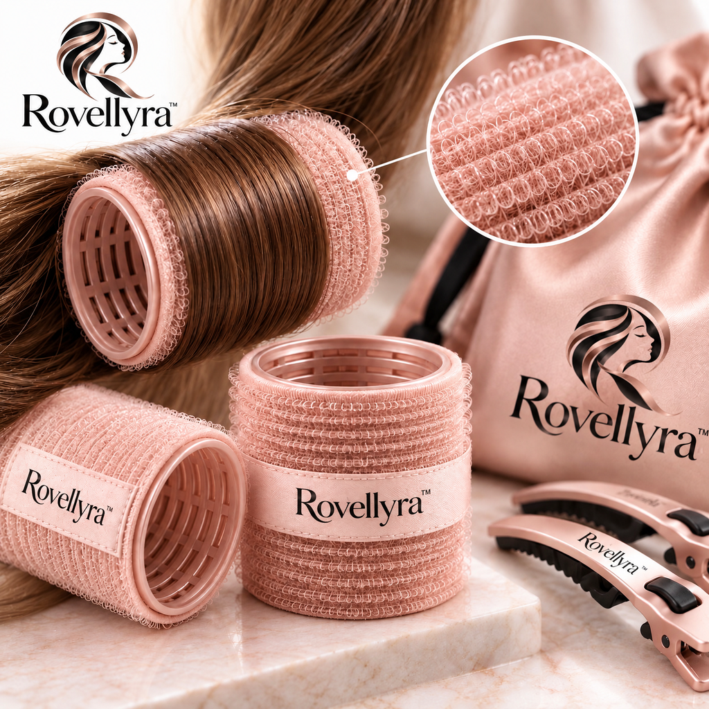 Rovellyra™ LiftRoll Self-Grip Hair Rollers – Lightweight Volume & Styling Rollers for Root Lift, Soft Curls, Bangs & Blowout-Inspired Shape