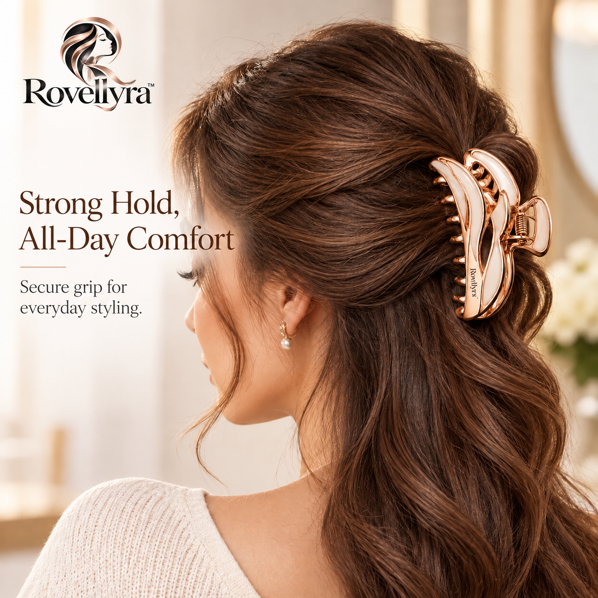 Rovellyra™ CurveHold Hair Clip – Strong-Grip Claw Clip for Everyday Updos, Quick Styling & Secure Hair Hold